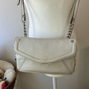 Tiganello Leather Crossbody Grey Zip Top Graphic Satin Lining Vintage SO CUTE